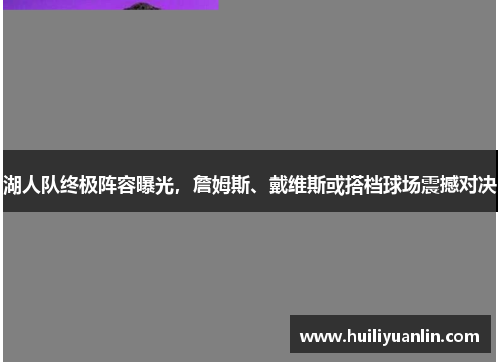 湖人队终极阵容曝光，詹姆斯、戴维斯或搭档球场震撼对决
